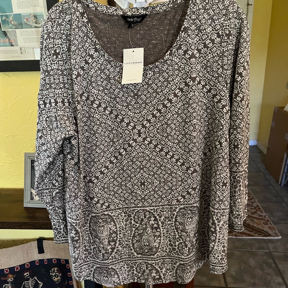 Lucky Brand Black and White Patterned Top